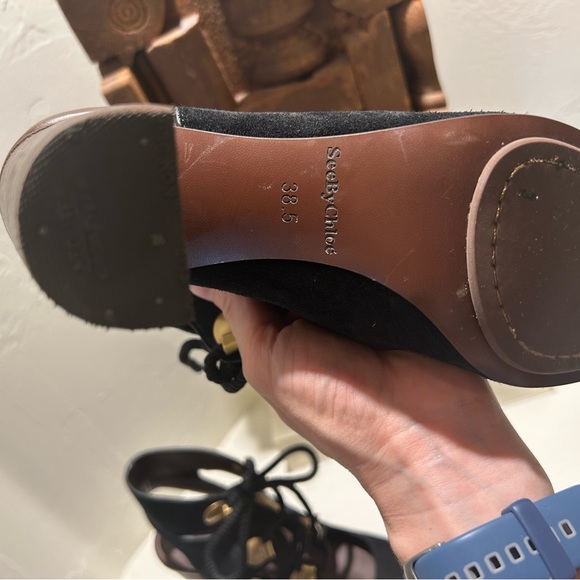 See by Chloe suede lace up square heel pumps - Picture 3 of 7